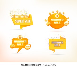 Vector Summer Sale Banners, Web Ad Set, Card Design 
