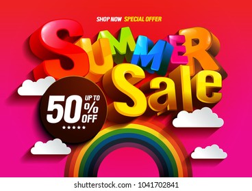 Vector Summer Sale colorful. Vector illustration.