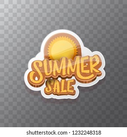 vector summer sale label or tag on transparent background with sun. Summer sale poster or banner design template.