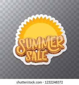 vector summer sale label or tag on transparent background with sun. Summer sale poster or banner design template.