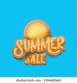 vector summer sale label or tag on blue sky background with sun. Summer sale poster or banner design template.