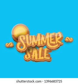 vector summer sale label or tag on blue sky background with sun. Summer sale poster or banner design template.