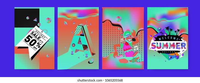 Vector summer sale poster and background. Set of fashion summer banner discount and promotion.
