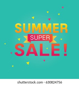 Vector of summer sale poster design template with green background.