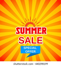 Vector summer sale template banner. Special offer for seasonal sales.