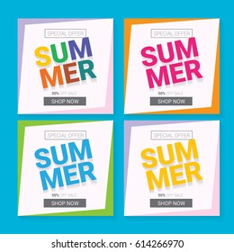 vector summer sale template banner. Summer sale label or background with beautiful sun and text