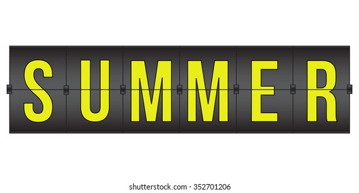 vector Summer Scoreboard, black and yellow flip sign isolated on white