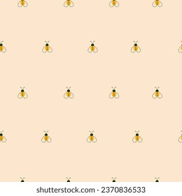 Vector summer seamless pattern, bugs, flies