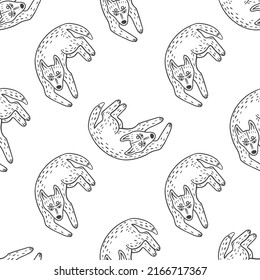 Vector summer seamless pattern with dog figures on a white background