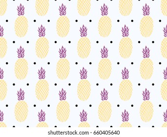 Vector summer seamless pattern with pineapples.