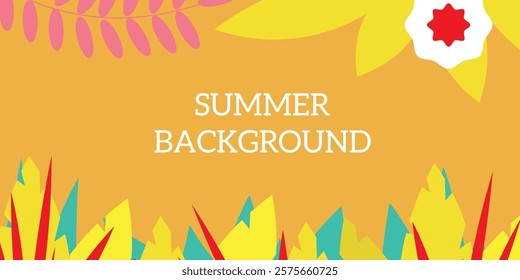 Vector summer set for social media, for greeting cards, prints, aid, background. Bright Floral Summer Background With Vibrant Plants and Colorful Decorative Flowers. Vibrant summer-themed image.