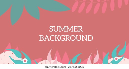 Vector summer set for social media, for greeting cards, prints, aid, background. Beautiful Summer-Themed Background with Floral Patterns and Vibrant Colors. A summer-inspired background illustration