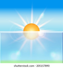 Vector summer shiny background with sun