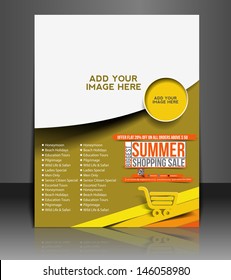 Vector Summer Shopping Flyer Magazine Cover & Poster Template.