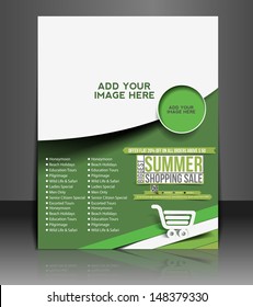 Vector Summer Shopping Flyer Magazine Cover & Poster Template. 