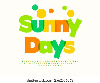 Vector summer sign  Sunny Days with Creative Font. Bright Set of Watercolor Alphabet Letters and Numbers set.