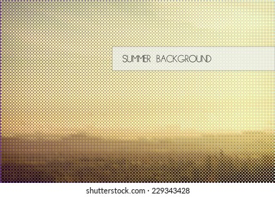 vector summer sky above mountain landscape in sunset lighting