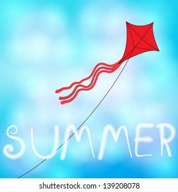 Vector summer sky illustration with kite
