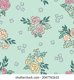 Vector summer and spring botanical design with leaves, peonies, roses, fuchsia, succulents and daisies. Designed by Daania at deeyana83*yahoo.com