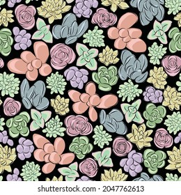 Vector summer and spring botanical design with leaves, peonies, roses, fuchsia, succulents and daisies. Designed by Daania at deeyana83*yahoo.com
