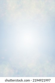 Vector Summer Sun Shine Background with Bokeh Blurred Glowing Gold Circles on Blue Sky.  Blured Sunlight Background. Magic Summertime Print. Calm Defocused Light Design for Posters, Covers, Cards.