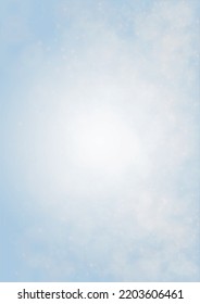Vector Summer Sun Shine Background with Bokeh Blurred Glowing Gold Circles on Blue Sky.  Blured Sunlight Background. Magic Summertime Print. Calm Defocused Light Design for Posters, Covers, Cards.