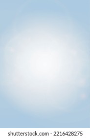 Vector Summer Sun Shine Background with Bokeh Blurred Glowing Gold Circles on Blue Sky.  Blured Sunlight Background. Magic Summertime Print. Calm Defocused Light Design for Posters, Covers, Cards.