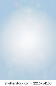 Vector Summer Sun Shine Background with Bokeh Blurred Glowing Gold Circles on Blue Sky.  Blured Sunlight Background. Magic Summertime Print. Calm Defocused Light Design for Posters, Covers, Cards.