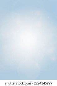 Vector Summer Sun Shine Background with Bokeh Blurred Glowing Gold Circles on Blue Sky.  Blured Sunlight Background. Magic Summertime Print. Calm Defocused Light Design for Posters, Covers, Cards.