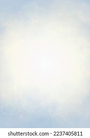 Vector Summer Sun Shine Background with Bokeh Blurred Glowing Gold Circles on Blue Sky.  Blured Sunlight Background. Magic Summertime Print. Calm Defocused Light Design for Posters, Covers, Cards.