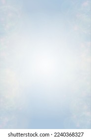 Vector Summer Sun Shine Background with Bokeh Blurred Glowing Gold Circles on Blue Sky.  Blured Sunlight Background. Magic Summertime Print. Calm Defocused Light Design for Posters, Covers, Cards.
