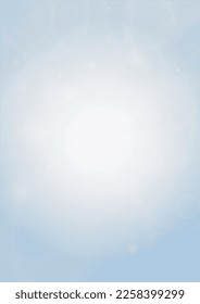 Vector Summer Sun Shine Background with Bokeh Blurred Glowing Gold Circles on Blue Sky.  Blured Sunlight Background. Magic Summertime Print. Calm Defocused Light Design for Posters, Covers, Cards.