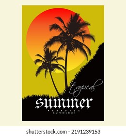 vector summer sunset illustration images design