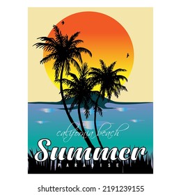 vector summer sunset illustration images design