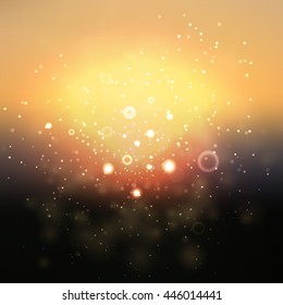 Vector summer sunset or sunrise,  light background