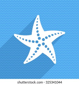 Vector summer time card with white starfish icon