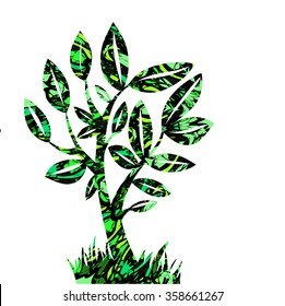 Vector summer tree on a paper background.