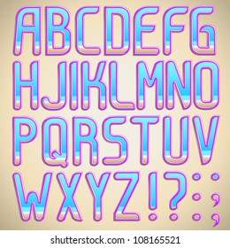 Vector summer tropical beach font full ABC