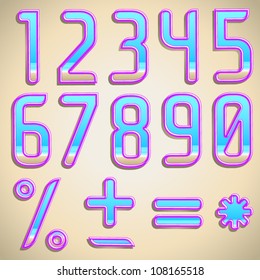 Vector summer tropical beach numbers, digits