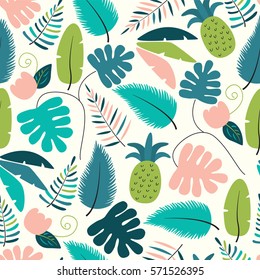 Vector summer tropical pattern in cartoon style