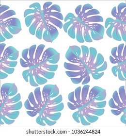 Vector summer tropical pattern with jungle leaves decor, seamless fabric background. Floral jungle ornament with monstera leaf tropical seamless pattern. Philodendron or monstera plant background.