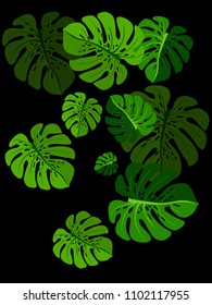 Vector summer tropical pattern with jungle leaves decor, fabric background. 