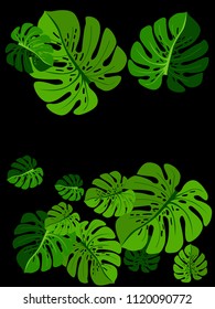 Vector summer tropical pattern with jungle leaves decor, fabric background. Floral jungle ornament with monstera leaf tropical pattern. Philodendron or monstera plant background.