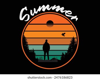 Vector Summer T-Shirt Design: Vibrant, Fun Graphics Perfect for Sunny Days and Beach Vibes.