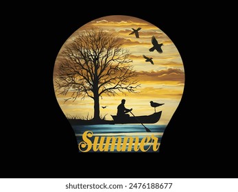 Vector Summer T-Shirt Design: Vibrant, Fun Graphics Perfect for Sunny Days and Beach Vibes.