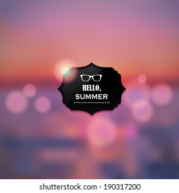 Vector Summer vacation abstract background. Sunset on the sea beach illustration