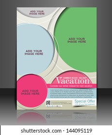 Vector Summer Vacation Brochure, Flyer, Magazine Cover & Poster Template