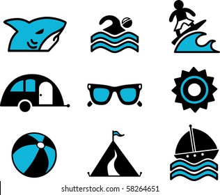 Vector Summer Vacation icon Set 1