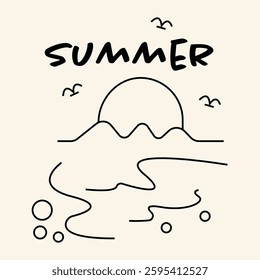 vector ,summer vacation ,sunset ,text