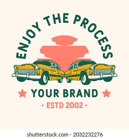 vector summer vibe twin classic car illustration good for tshirt design